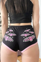 Kawaii Fledermäuse kurze Shorts mit rosa Besatz