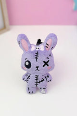 stiched emo skull bow bunny rabbit keychain