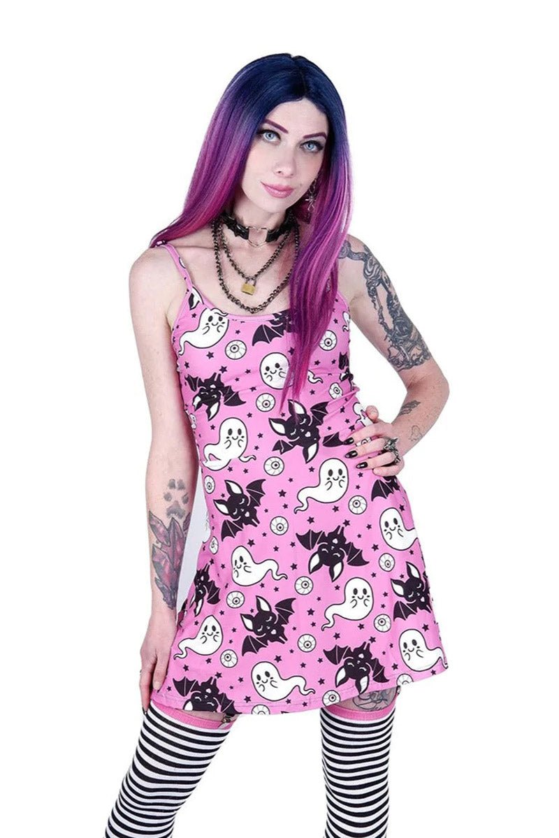 Cute Ghost and Bat Skater Dress