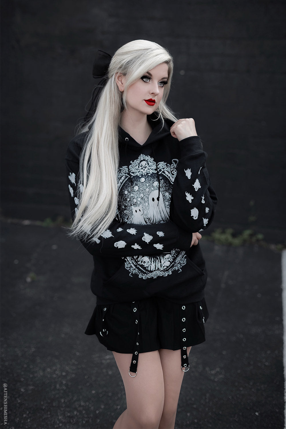spooky halloween hoodie with ghost sleeves by vampire freaks 