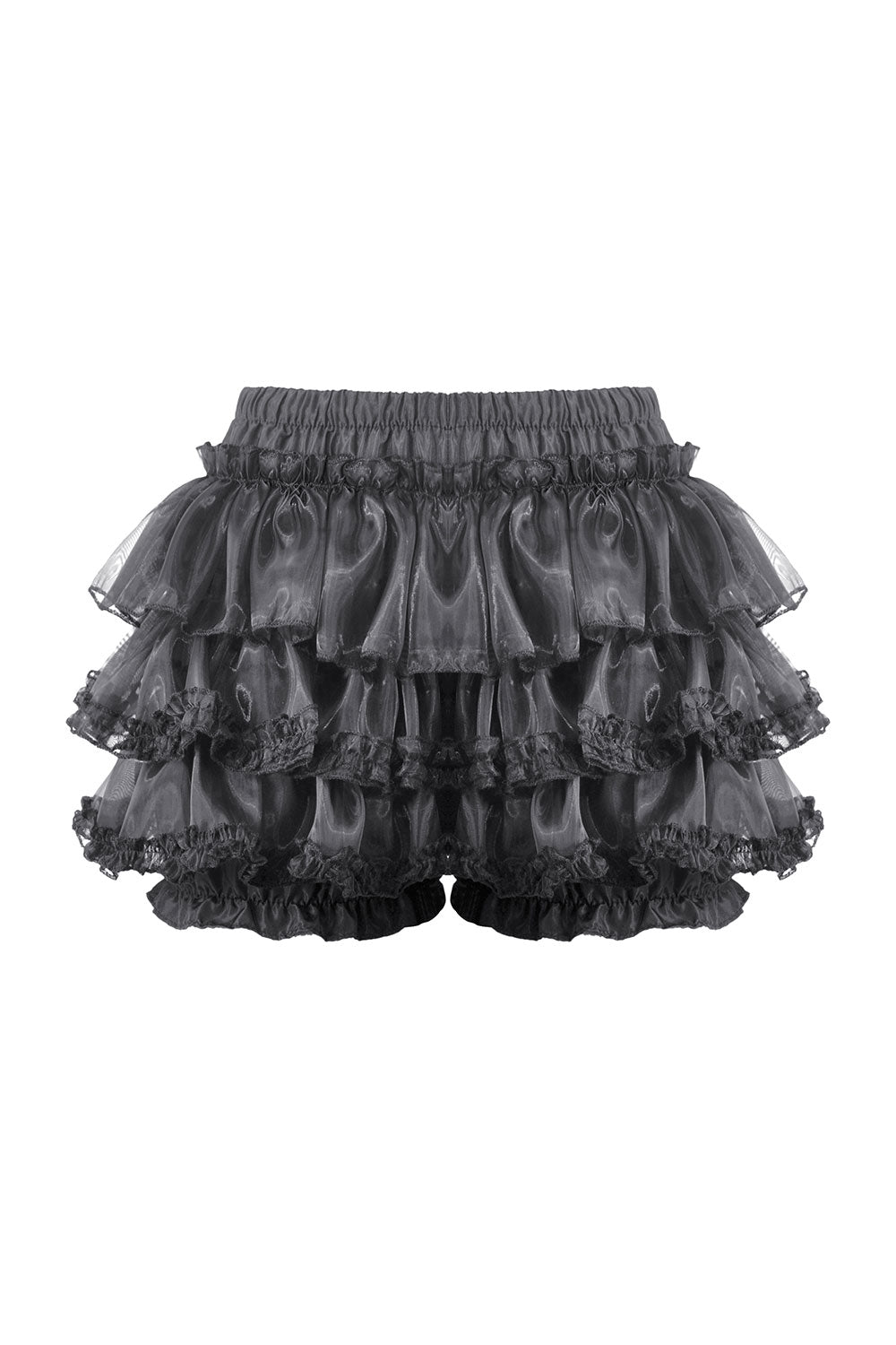 Back details of black bloomer shorts with lace