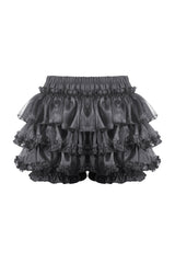 Back details of black bloomer shorts with lace