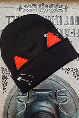 kawaii goth safety pin beanie