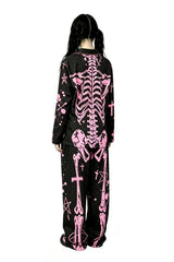 quirky pastel pink and black gothic skeleton pajamas set