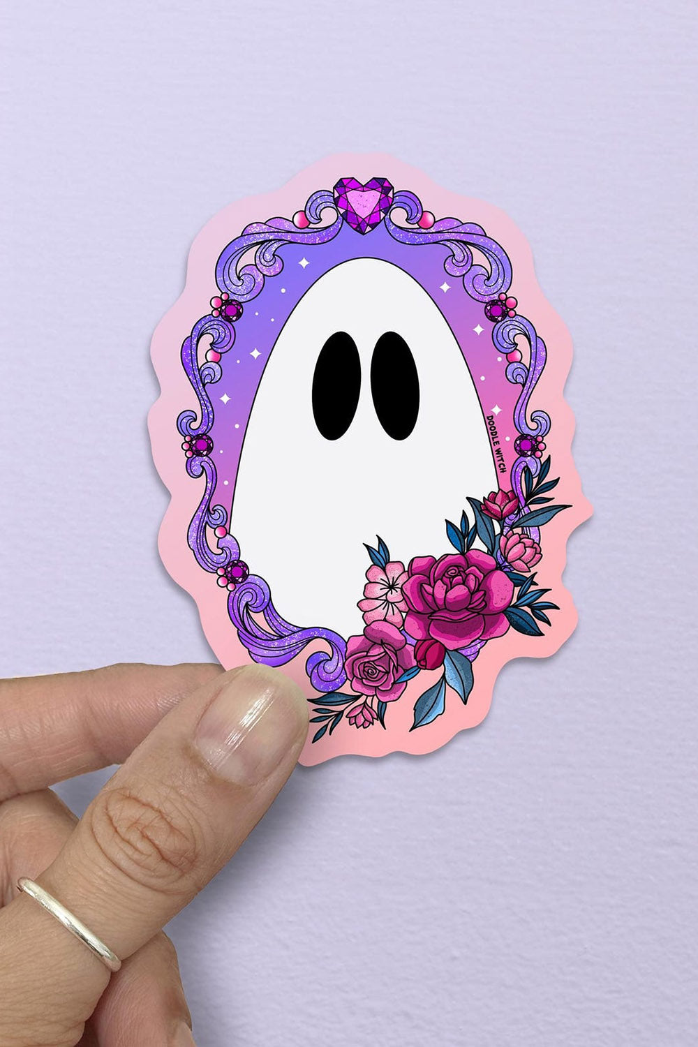 rose frame creepy cute ghost sticker