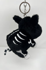 stuffed creepy cute embroidered skeleton pig keychain