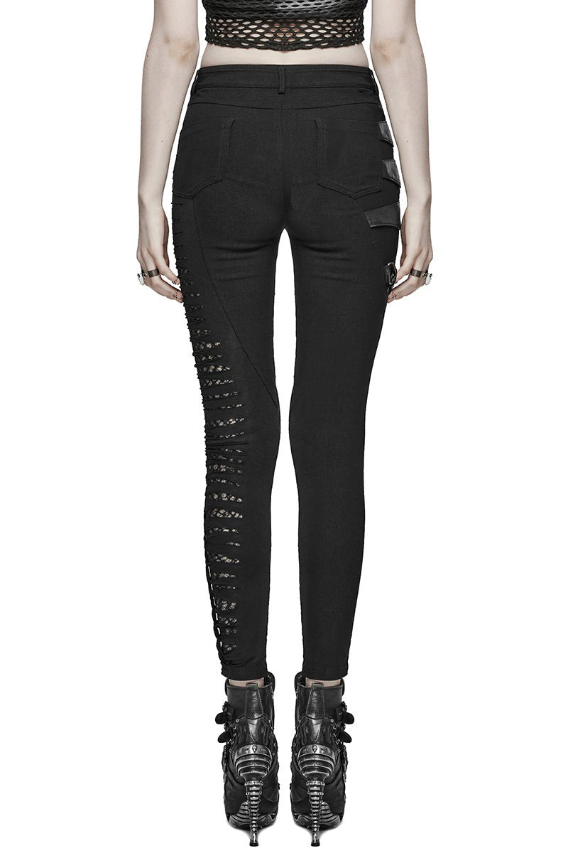 punk black cut-out skinny jeans 