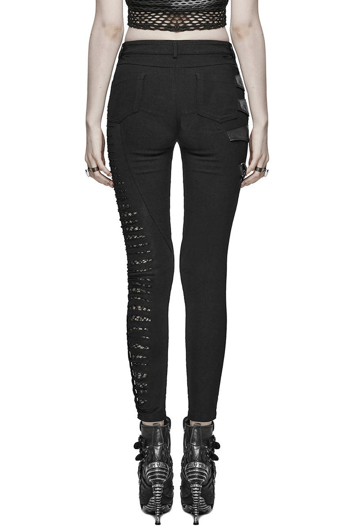 punk black cut-out skinny jeans 
