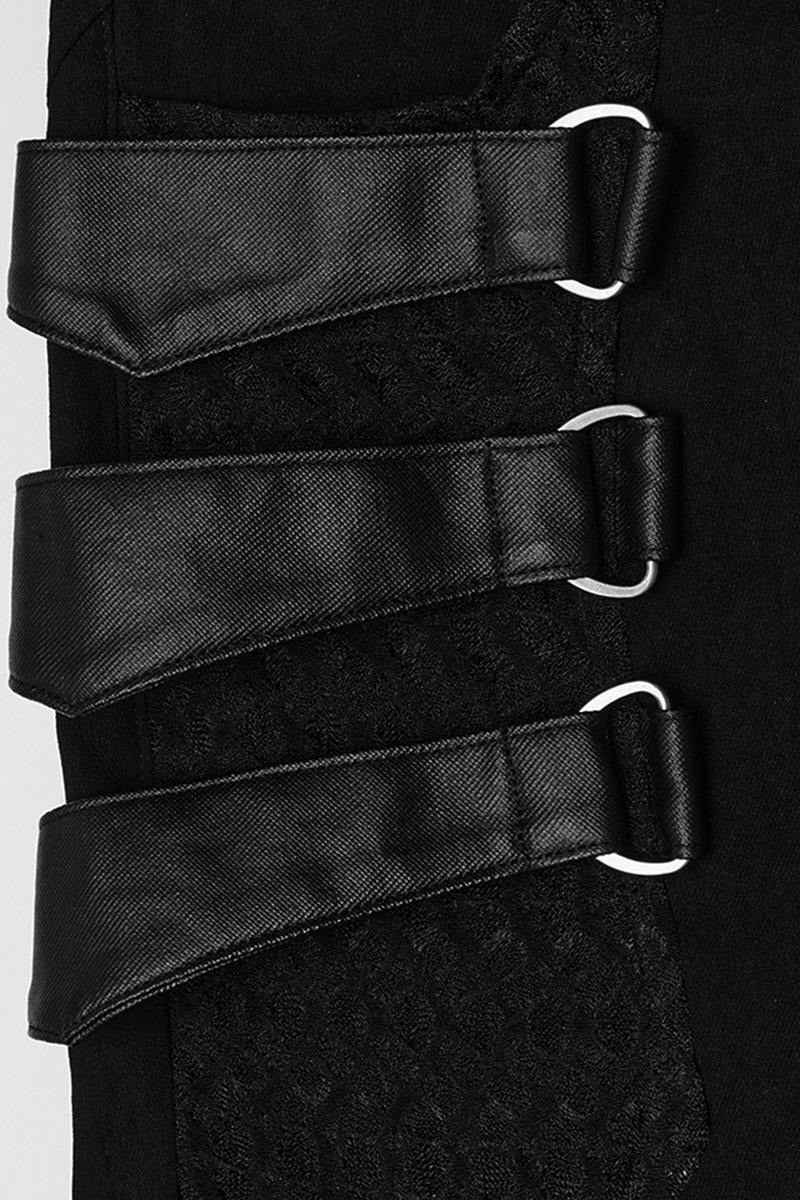 grunge goth cut-out skinny jeans  with straps 