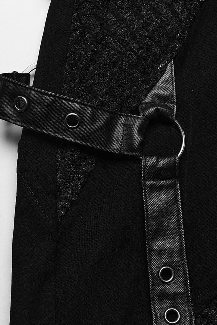 distressed eyelet strap cut-out skinny jeans 