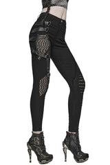 emo buckled cut-out skinny jeans 