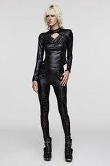 womens corset lace-up leather leggings