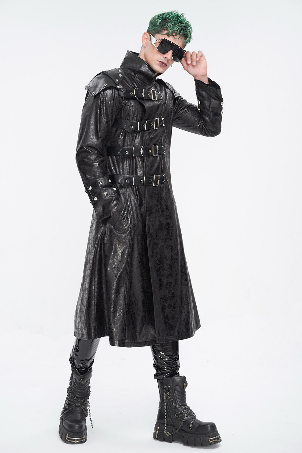 cyber goth mens vegan leather jacket