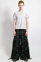 tripp nyc cybergoth raver black and green black cargo pants for men