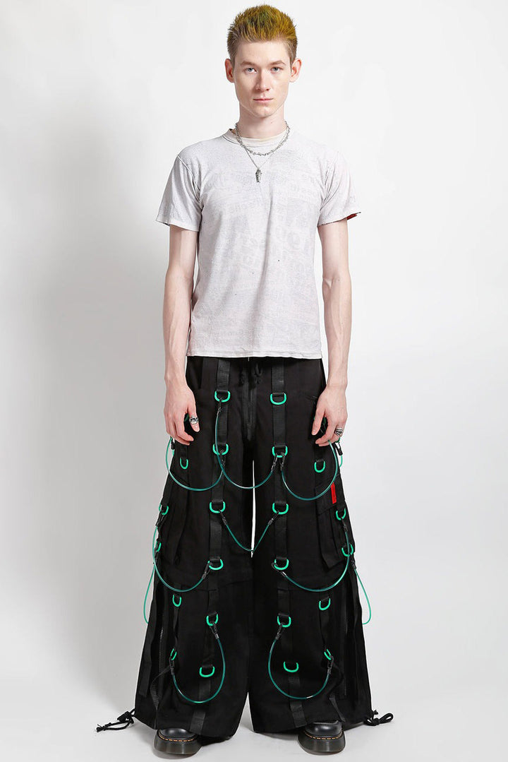 tripp nyc cybergoth raver black and green black cargo pants for men