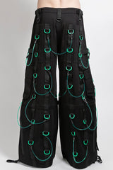 cybergoth raver black and green black cargo pants