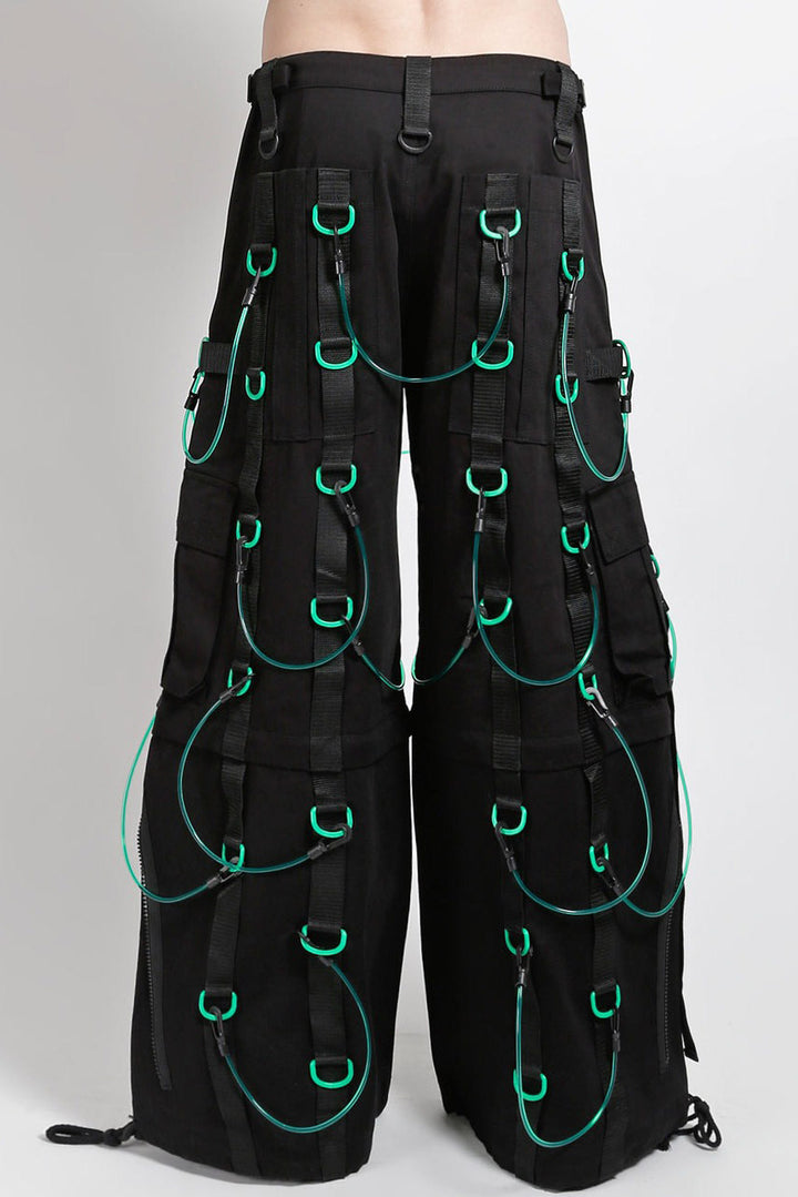 cybergoth raver black and green black cargo pants