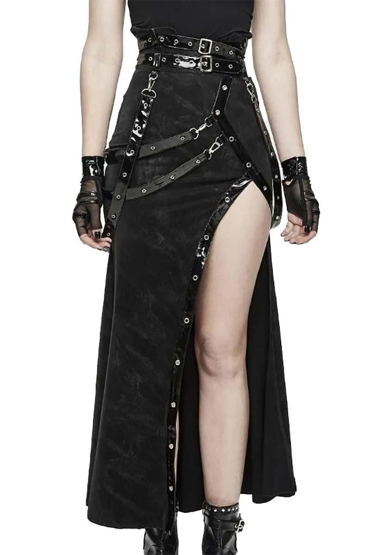 Cyberdoll Japanese Goth Slit Skirt - skirts - VampireFreaks - Devil Fashion