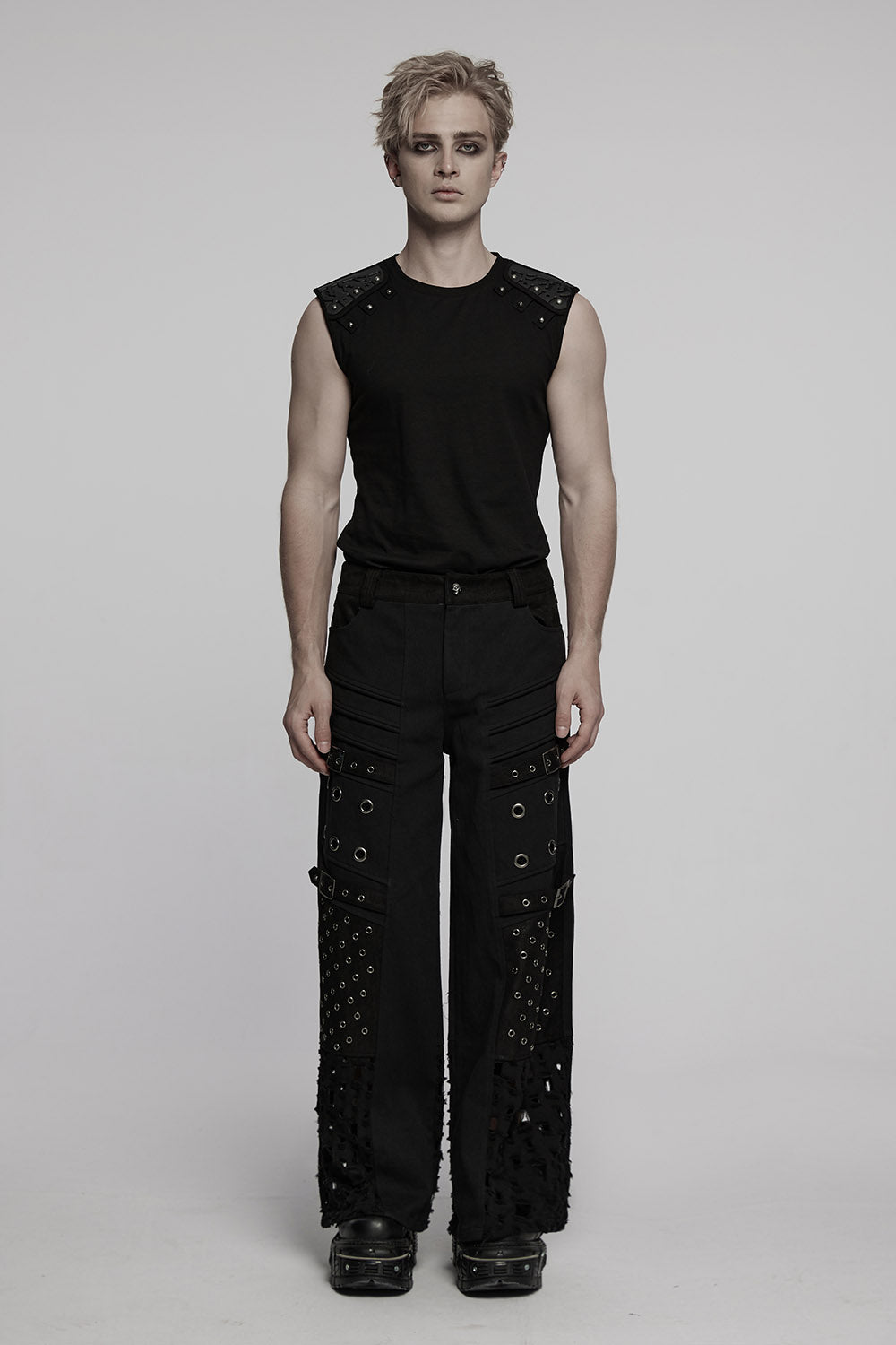 mens gothic shirt with faux armor made of rubber