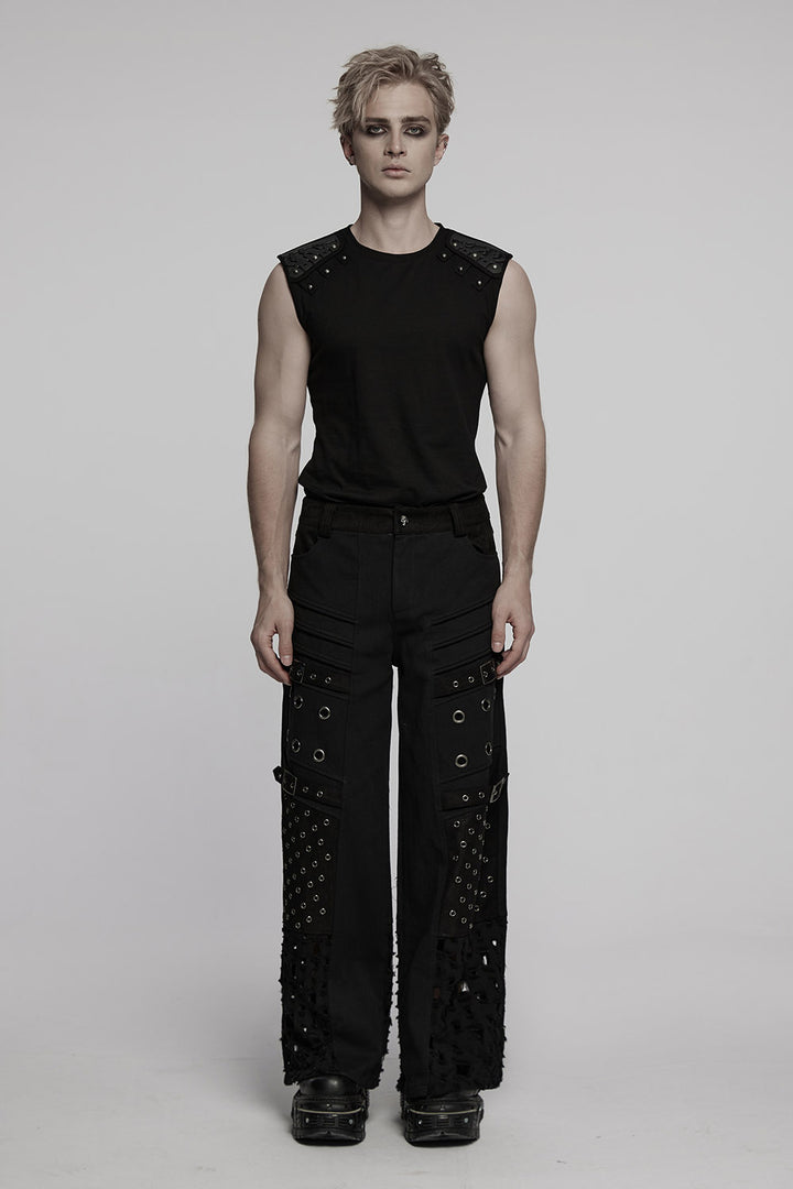 mens gothic shirt with faux armor made of rubber