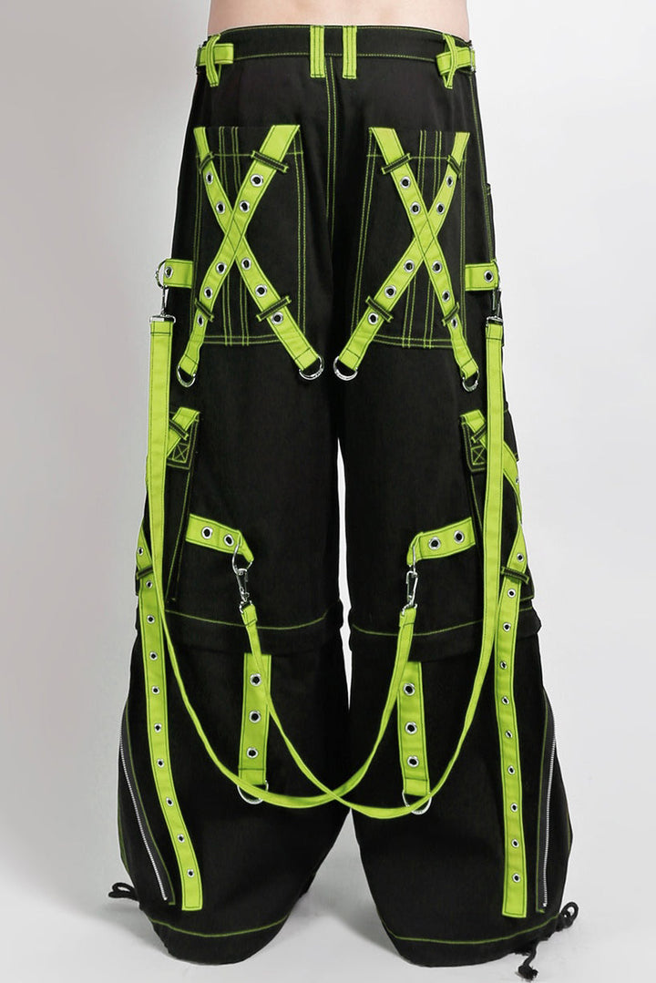 baggy black and green cybergoth pants