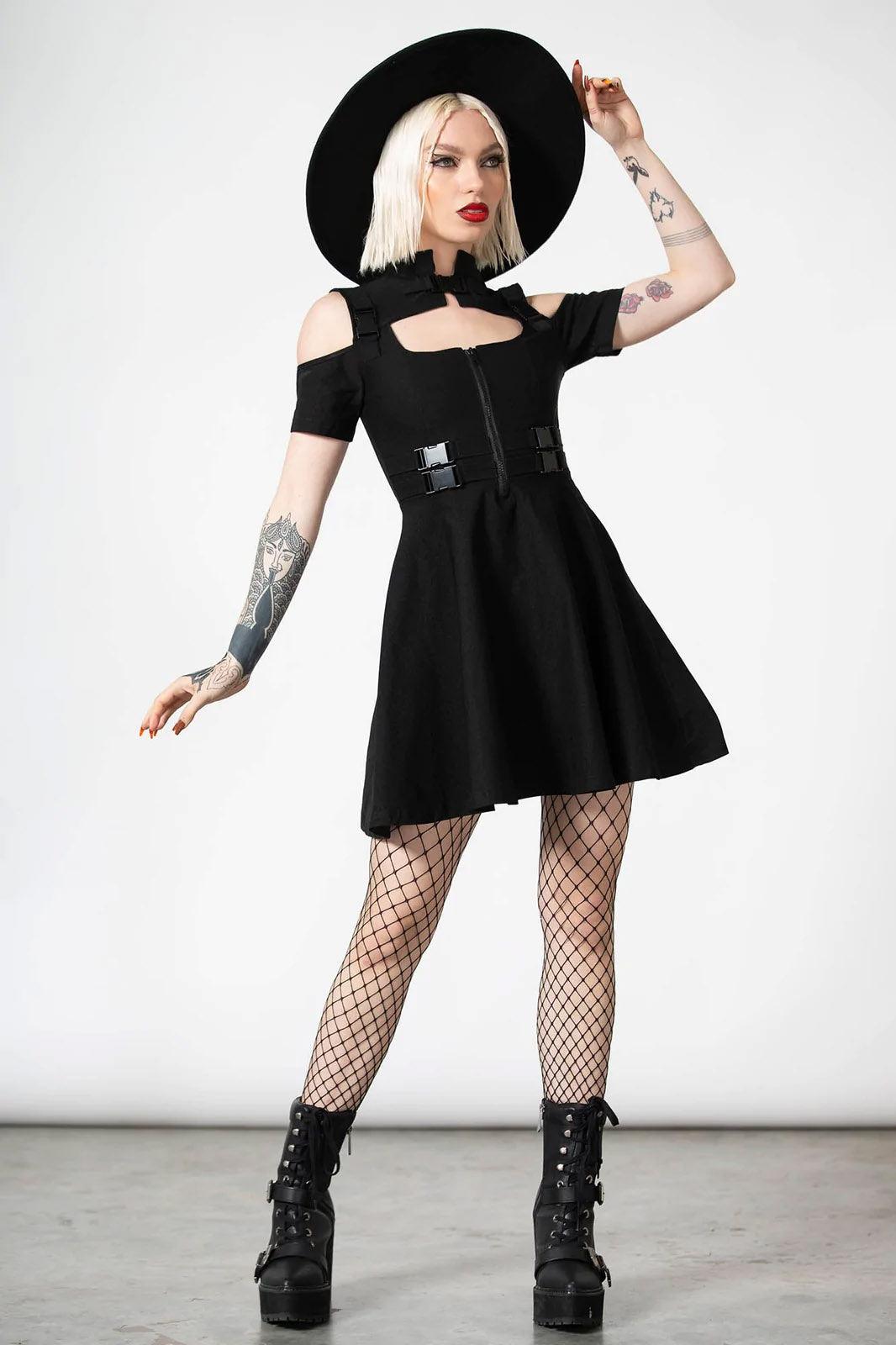 Cybermancy Zip Skater Dress - dresses - VampireFreaks - Killstar