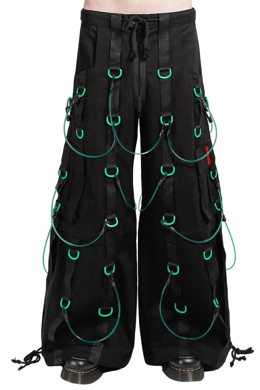 mens cyber punk black and green pants