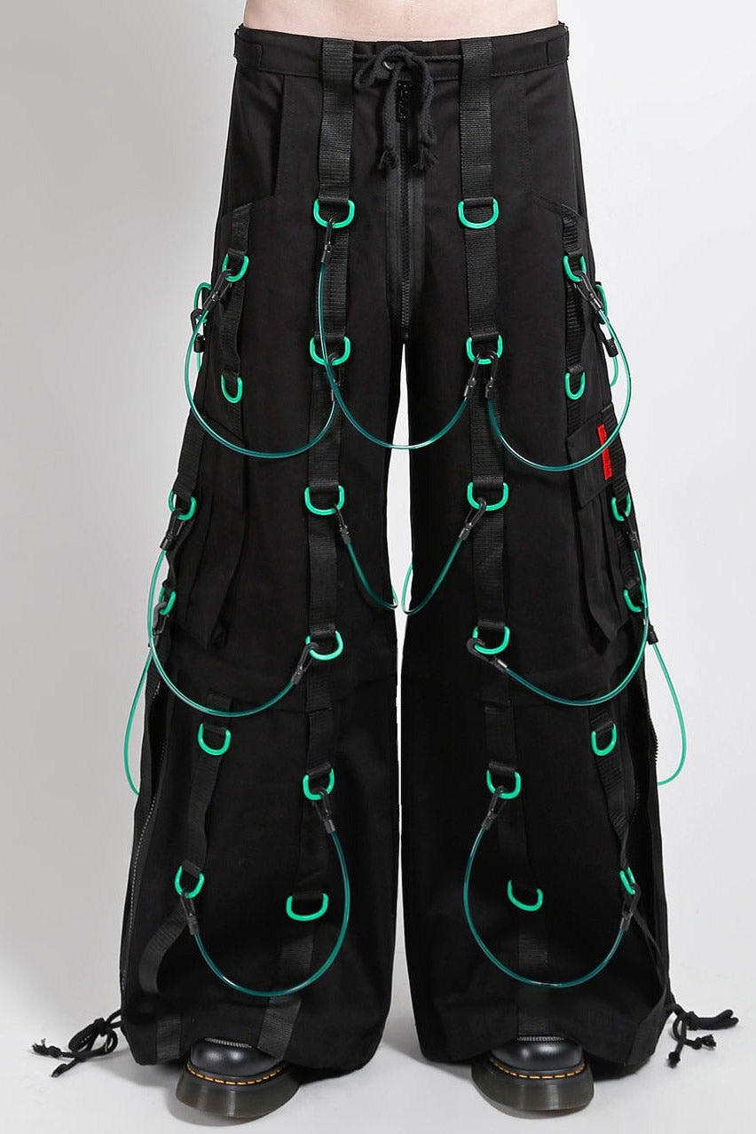 mens cyber punk black and green pants