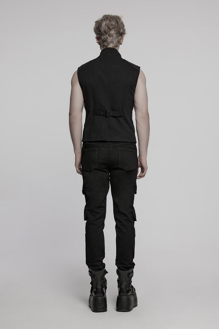 mens dark moto armored vest shirt