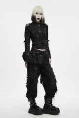 multipocket punk waist bag with buckles and zippers
