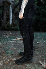 mens distressed punk black jeans