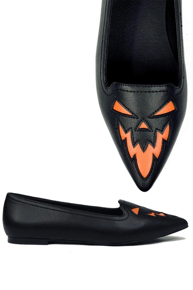 Dagger Jack Flats [Black/Orange] - womens shoes - VampireFreaks - Strangecvlt