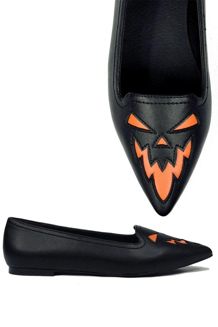 Dagger Jack Flats [Black/Orange] - womens shoes - VampireFreaks - Strangecvlt