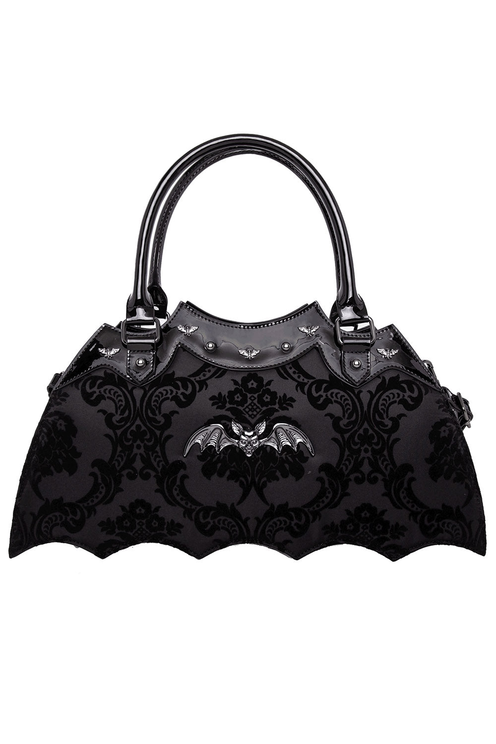 Damask Bat Handbag [BLACK] - bags & wallets - VampireFreaks - Rock Rebel