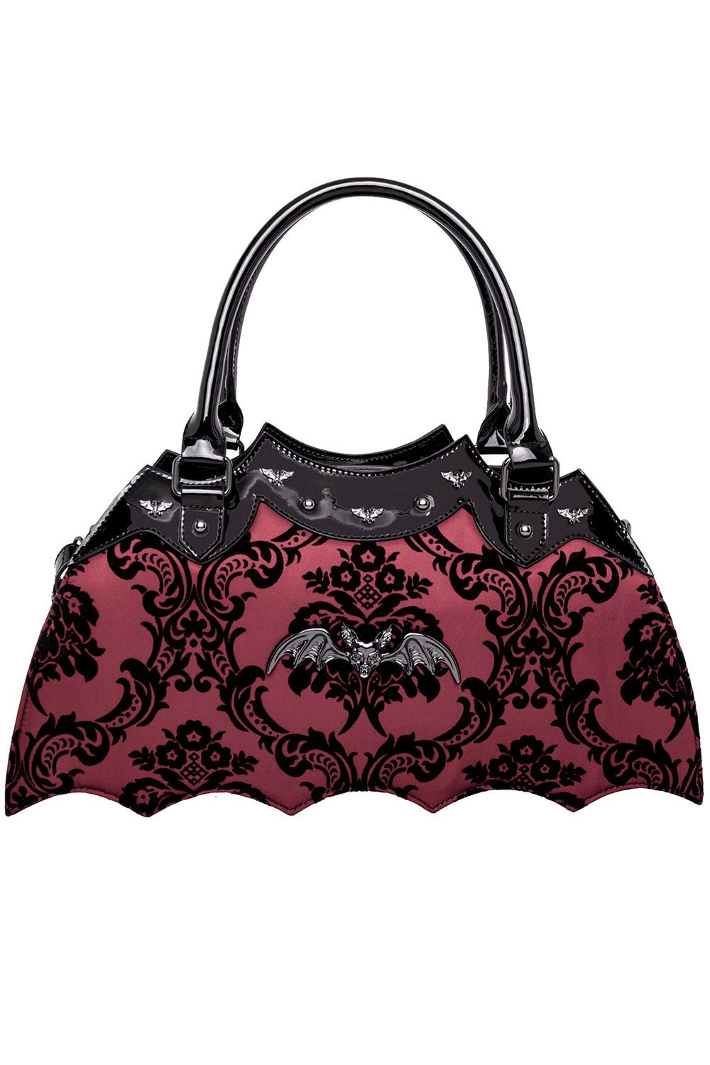 Damask Bat Handbag [RED] - bags & wallets - VampireFreaks - Rock Rebel