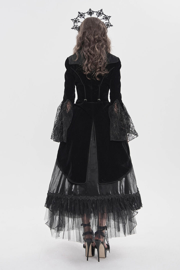 black vampire goth jacket with lace sleeves