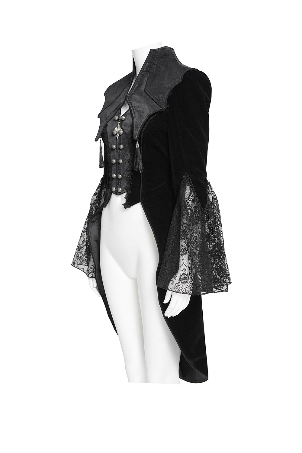 black vampire goth jacket with bat shaped collar