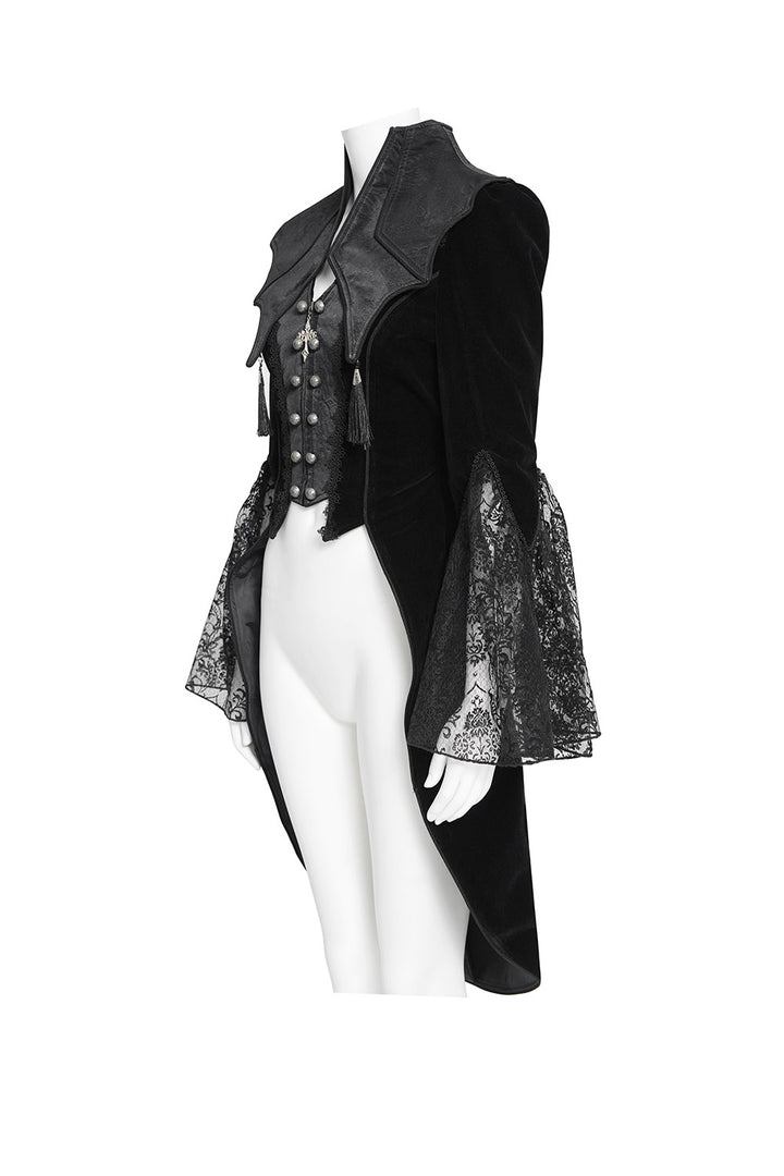 black vampire goth jacket with bat shaped collar