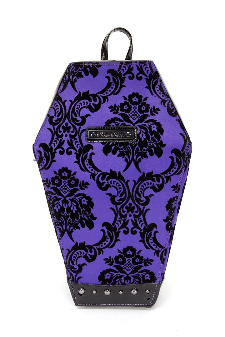 Damask Coffin Backpack [PURPLE] - bags & wallets - VampireFreaks - Rock Rebel