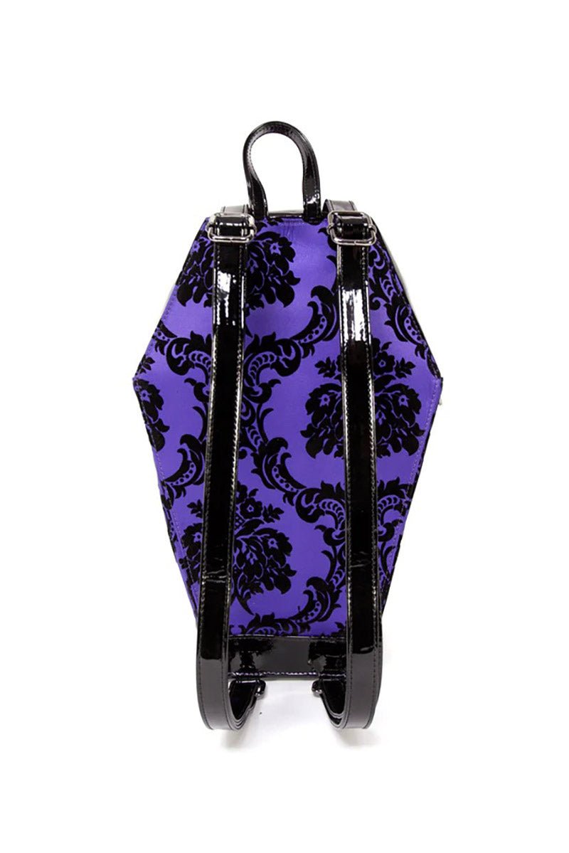 Damask Coffin Backpack [PURPLE] - bags & wallets - VampireFreaks - Rock Rebel