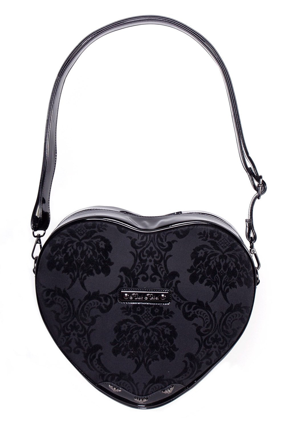 Damask Heart Shoulder Bag [Black]