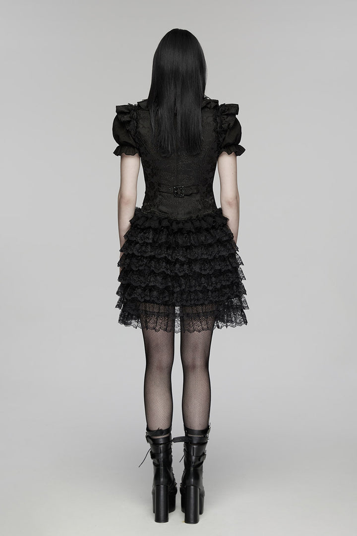 long buckled ruffled vest