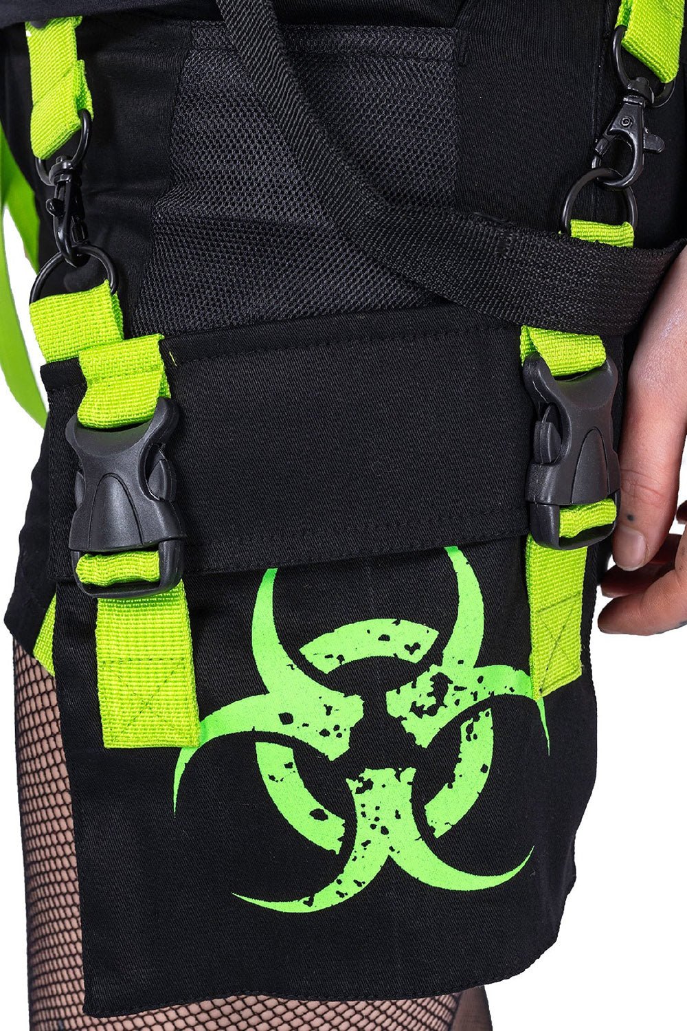 Danger Zone Shorts [BLACK/GREEN] - womens bottoms - VampireFreaks - Poizen Industries