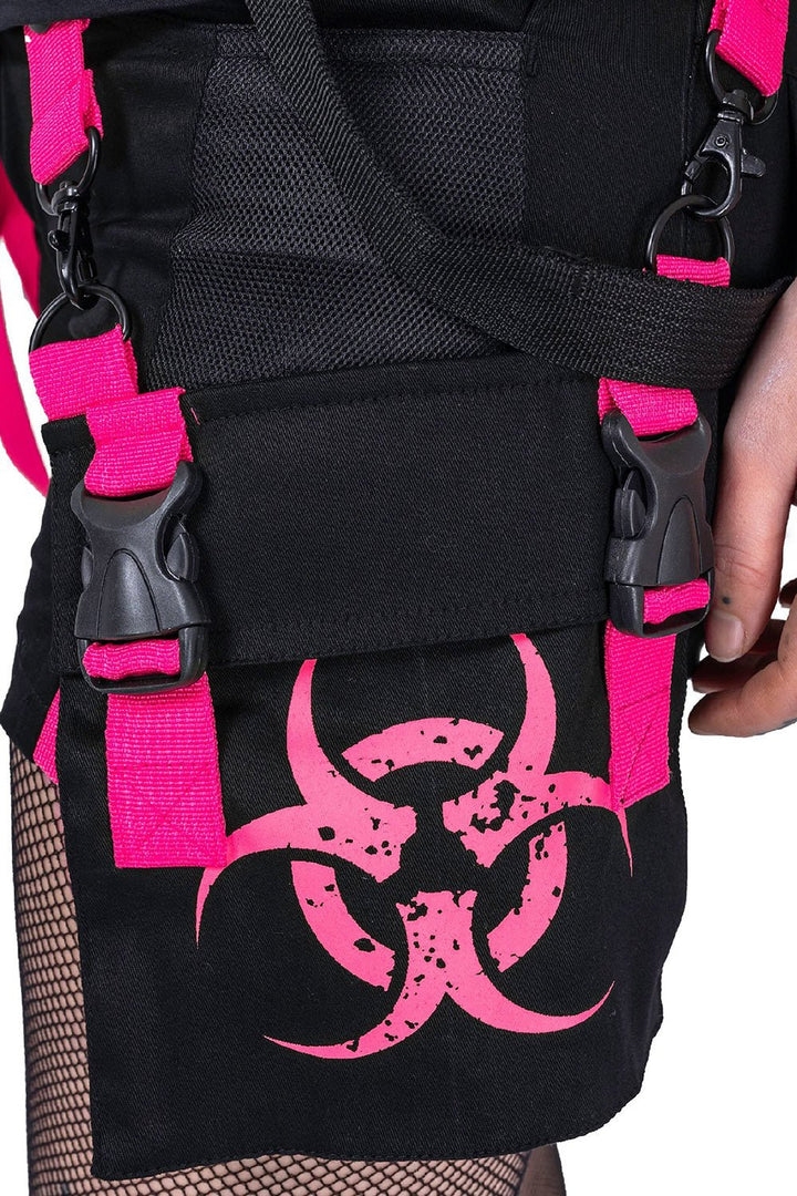 Danger Zone Shorts [BLACK/PINK] - womens bottoms - VampireFreaks - Poizen Industries