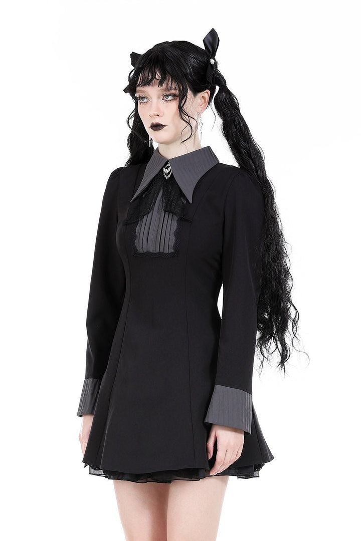 Dark Academia Batwing Collar Dress - dresses - VampireFreaks - Dark In Love