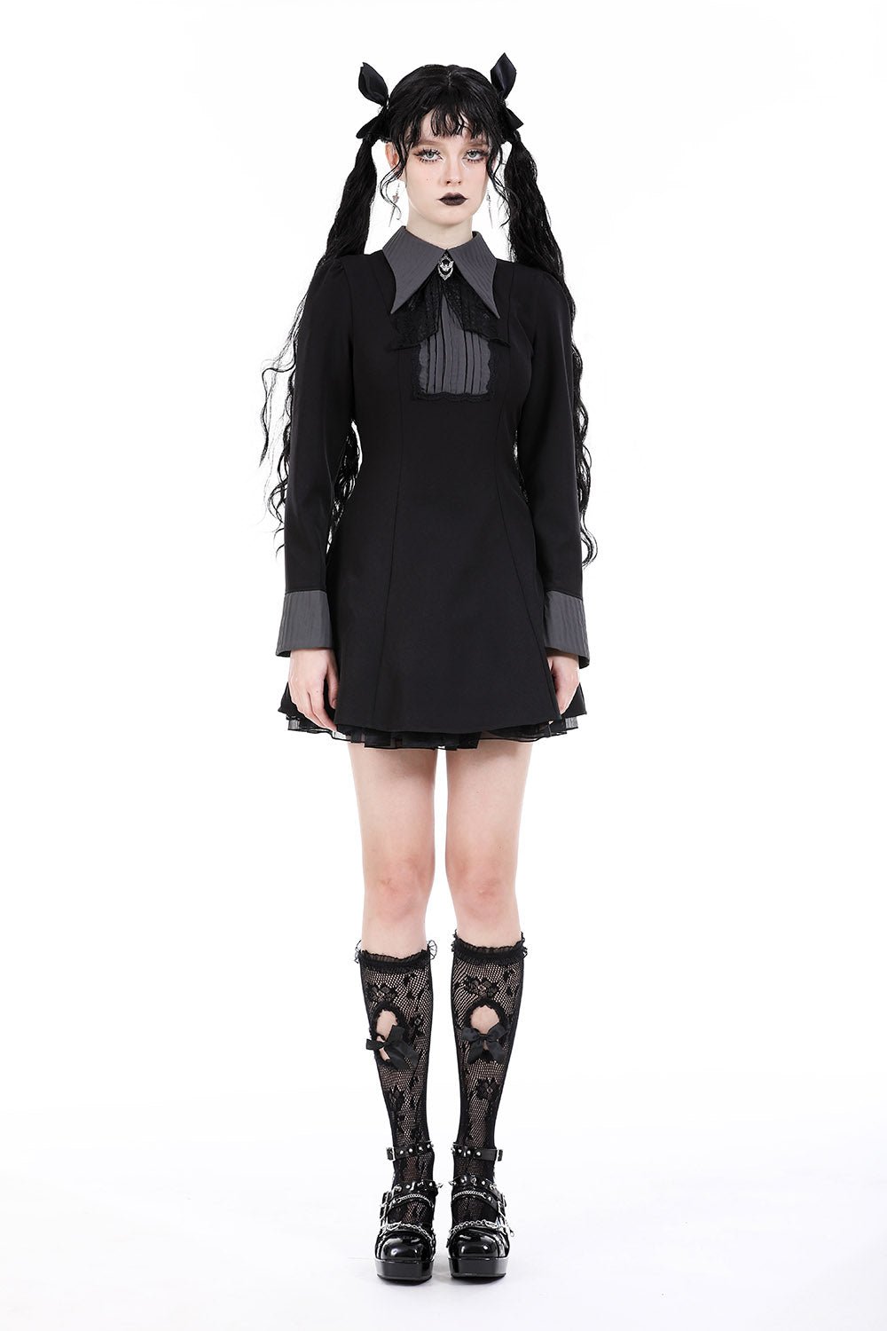 Dark Academia Batwing Collar Dress