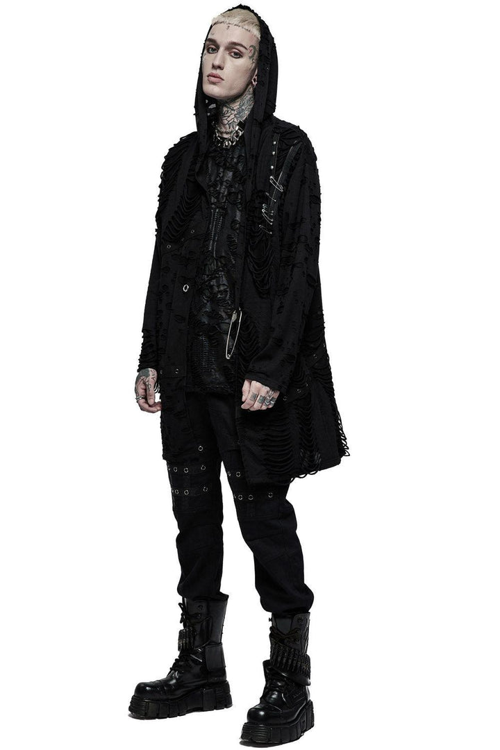 Dark Ages Distressed Cardigan - mens outerwear - VampireFreaks - Punk Rave