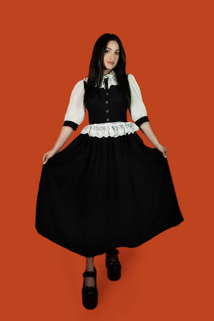 lively ghosts long black cottagecore dress