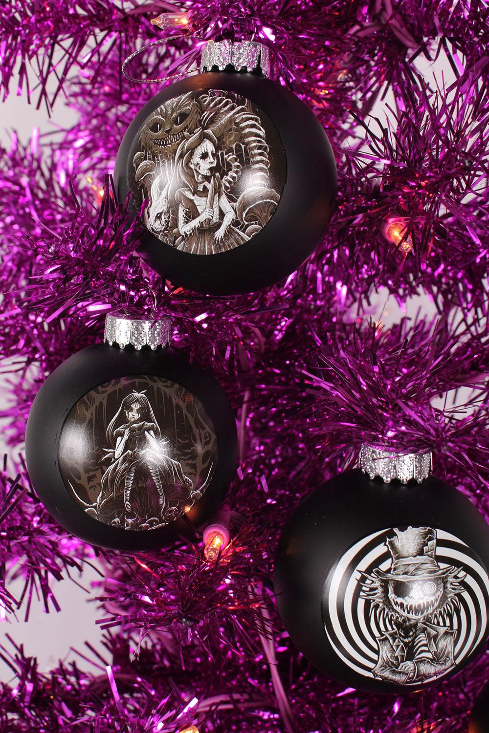 Dark Alice in Wonderland Xmas Baubles Ornaments [Set of 12] - housewares - VampireFreaks - VampireFreaks