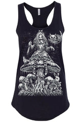 black cotton gothic alice in wonderland tank top for women